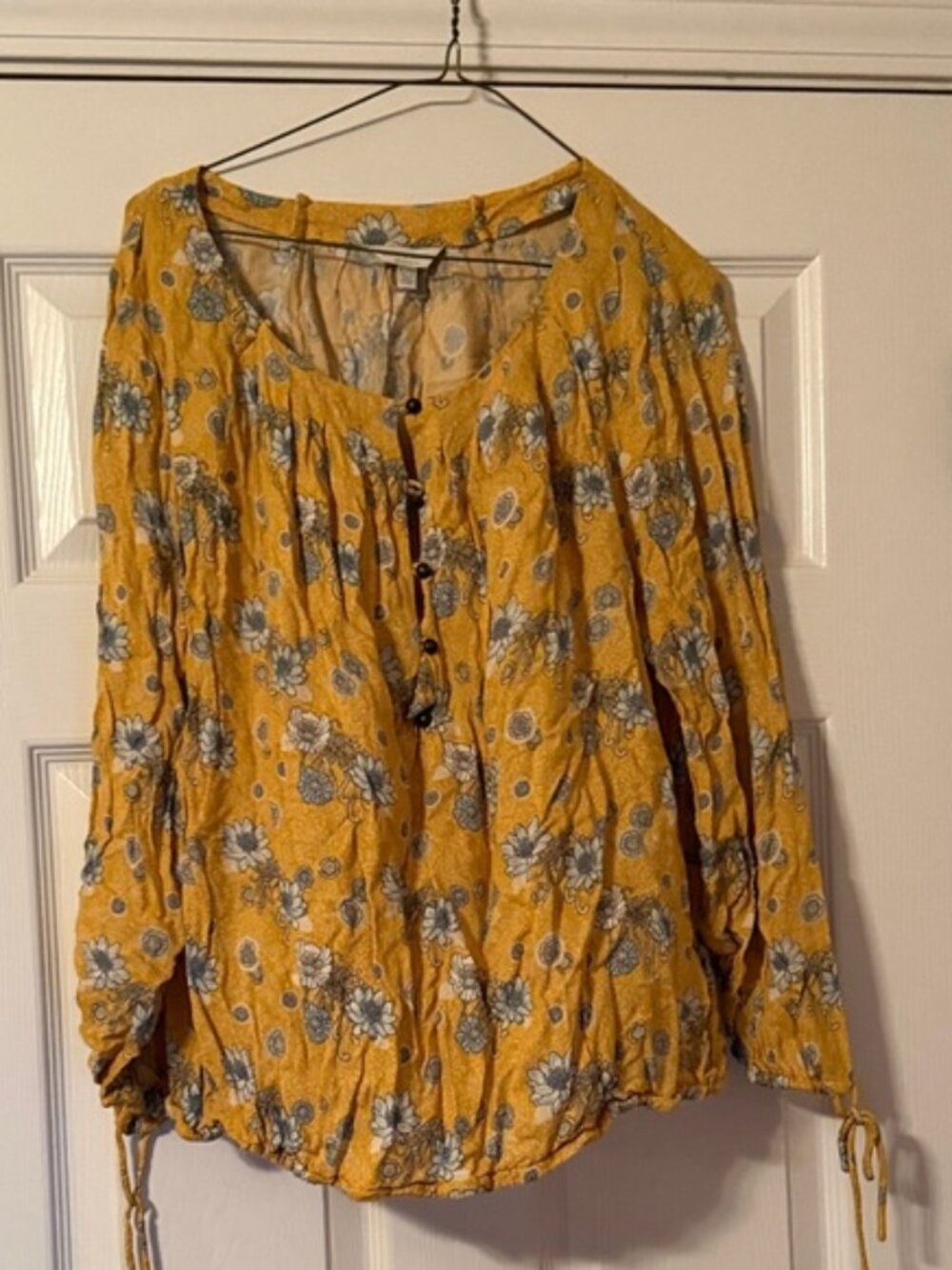 Lucky Brand Floral Yellow Blouse size XL